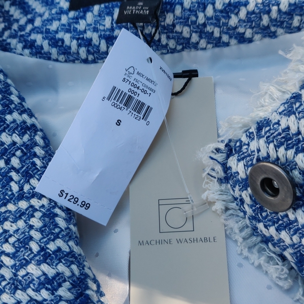 Banana republic cropped jacket size S color blue white New - Picture 9 of 12